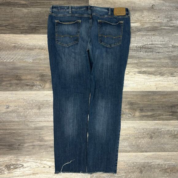 American Eagle Flex Dark Wash Faded Blue Mens 40x29 Frayed‎ Hem Skinny Jeans - Picture 3 of 14